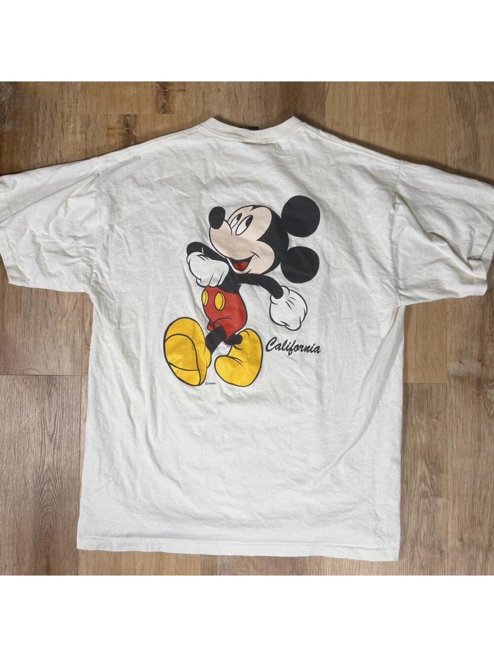 90s Disney Mickey Mouse California White/Cream T-Shirt Size XL